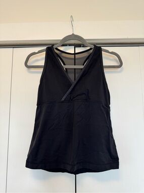 lululemon athletica Deep V Athletic Tank Black Mesh-Back Size 4